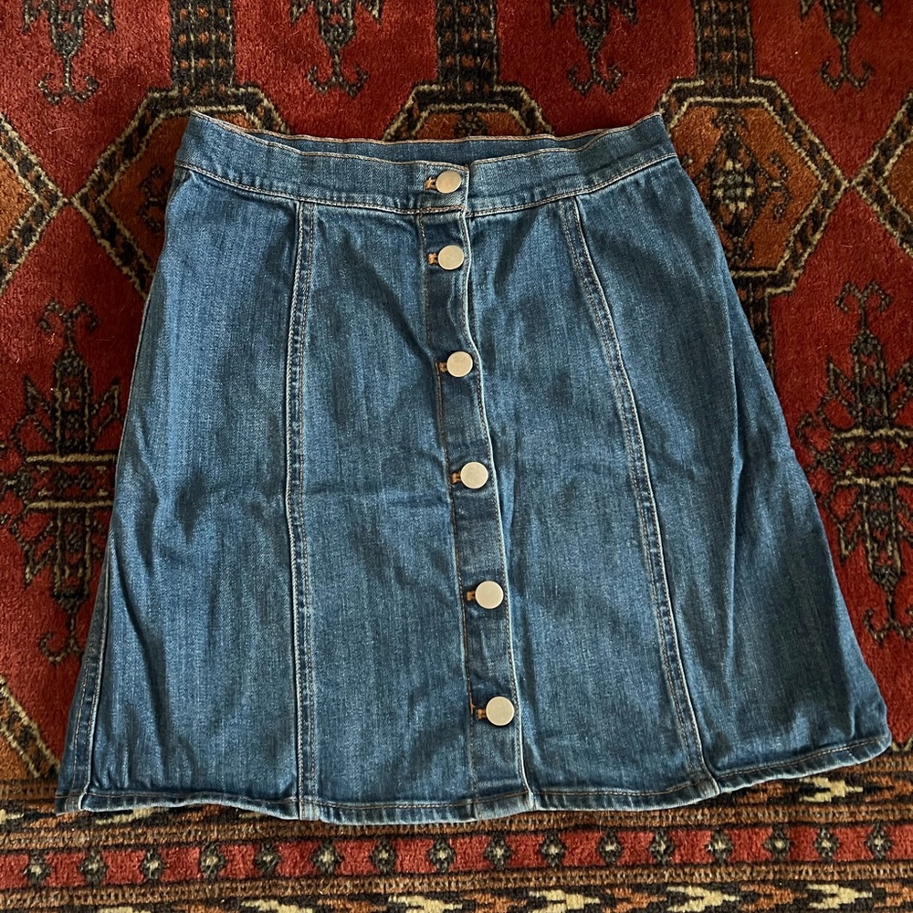 Denim Button-Front Skirt